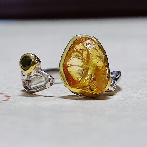 承李李原创设计风玉石气质款戒指