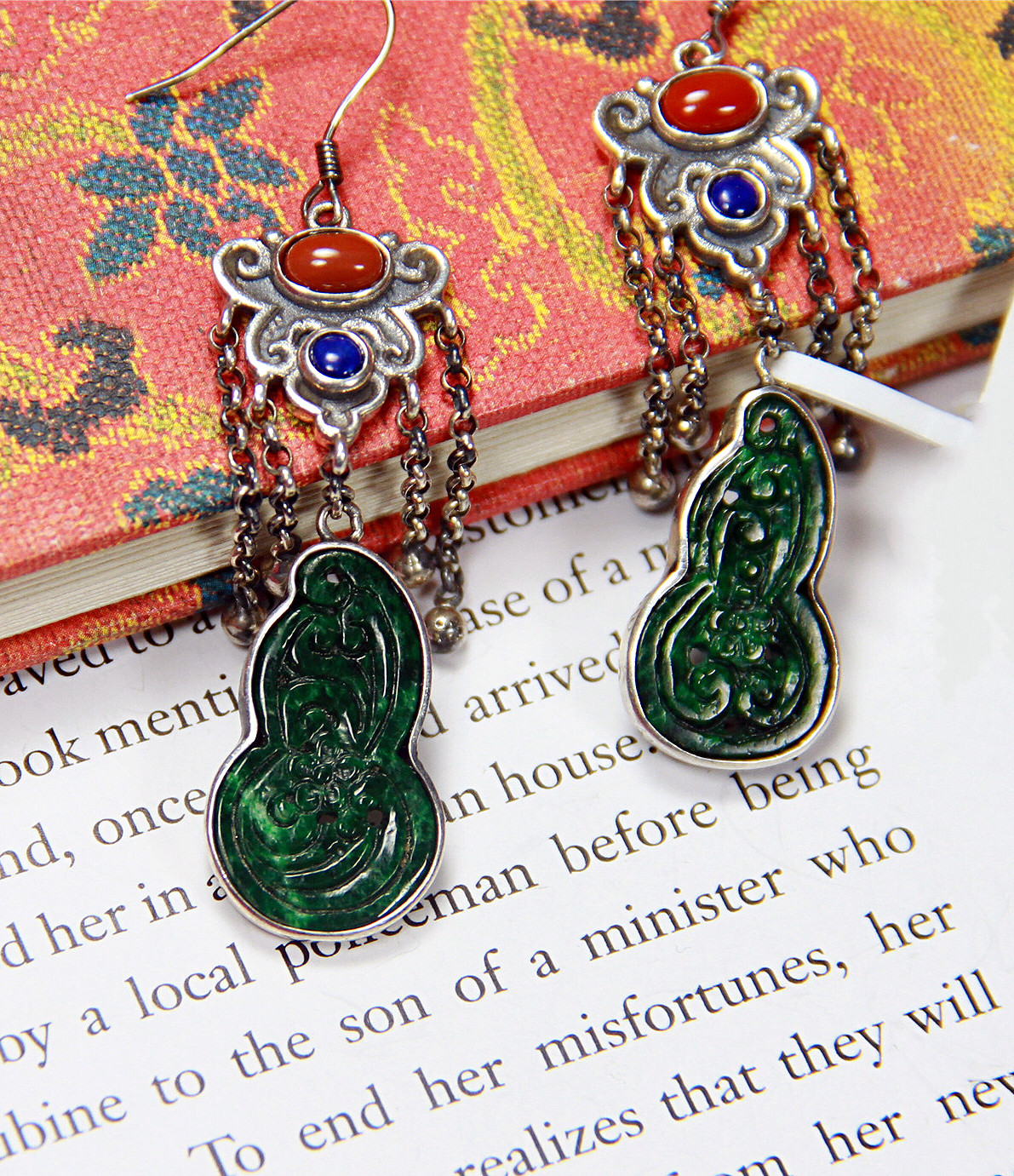 承李李设计原创 珠宝玉石翡翠青金石带鉴定优质新现货 纯银耳饰女