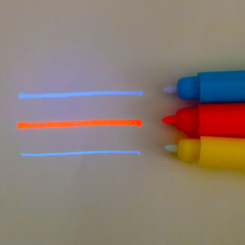 三色隐形记号笔紫外线显示荧光笔隐型写字笔无色uv笔暗记笔密写笔