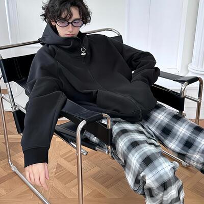 加绒原创设计连帽卫衣外套秋冬棉