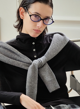 peur半开襟排扣立领长袖亨利T恤春秋修身别致百搭气质简约设计感