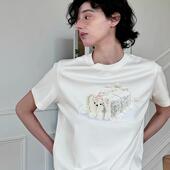 peur. 独家原创蛋糕狗狗印花短袖 Tee上衣微短微廓形日本莫代尔棉