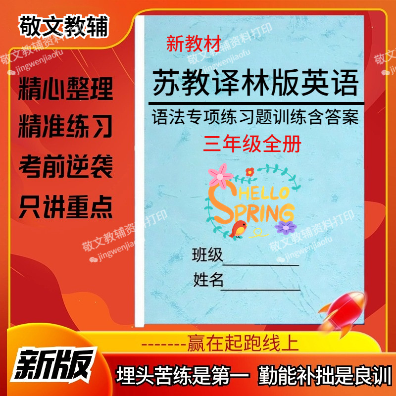 25新教材苏教译林版小学英语语法专项训练题三四五六年级全册语法提升易错题专项测试卷期中末语法复习练习综合作业本