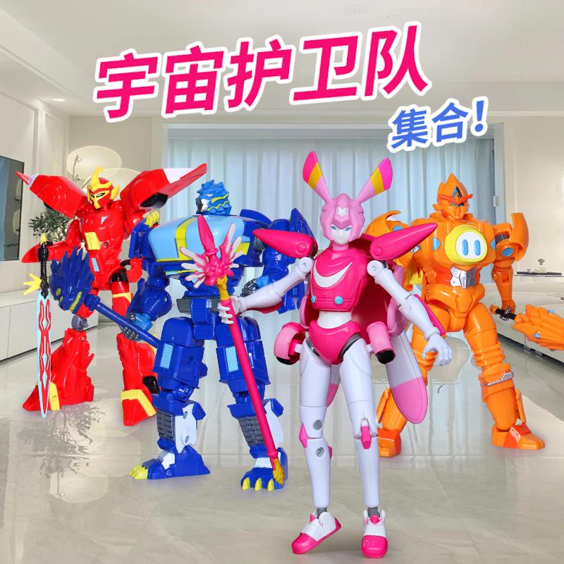 彩虹宇宙护卫队之超甲恐龙队搪胶人偶公仔儿童生日桌面摆件幼儿园