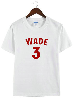 新款韦德热火队3号标志纪念衫球星周边衣服纯棉短袖半袖白色T恤衫