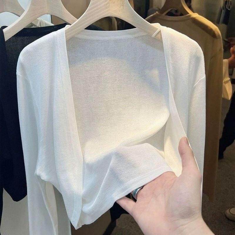 冰丝针织开衫女配吊带裙外搭夏季新款防晒薄款外套小披肩短款上衣