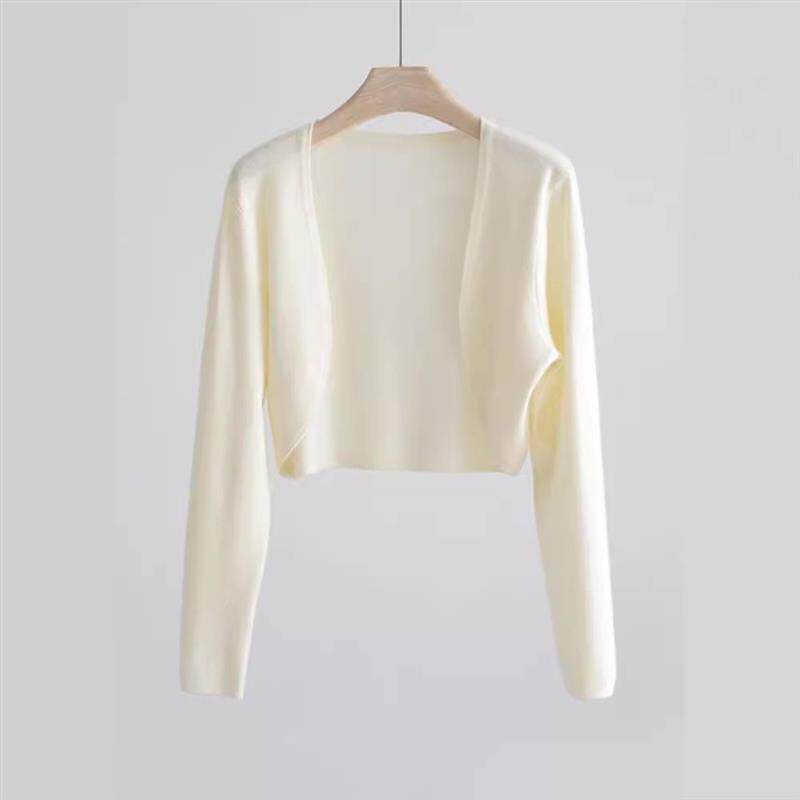 冰丝针织防晒衣开衫女新款夏薄款披肩外搭慵懒罩衫短款空调衫外套