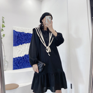 胖妹妹MM大码女装秋冬季2022年新款时尚遮肚显瘦裙子学院风连衣裙