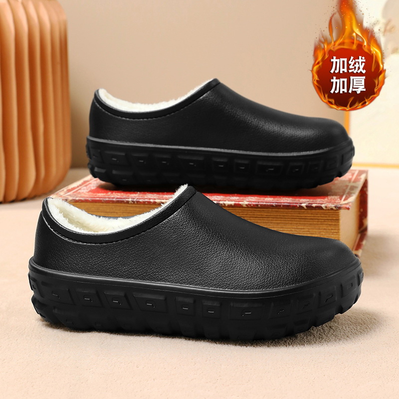 包跟棉拖鞋男冬季加绒加厚保暖棉鞋情侣防水拖鞋居家踩屎感毛拖鞋