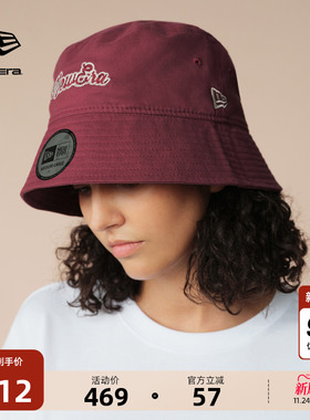 New Era纽亦华2025秋季新款学院风字母刺绣渔夫帽盆帽复古时尚潮