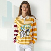 POLO衫 NewEra纽亦华男女款 纯棉舒适条纹透气休闲长袖 T恤13350876