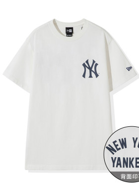 New Era纽亦华短袖T恤男女百搭NY印花圆领t恤MLB白色13086576