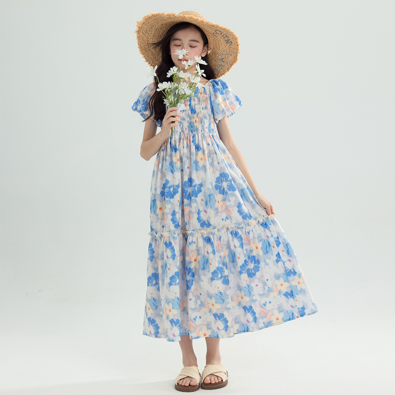 清新甜美风女学生碎花连衣裙