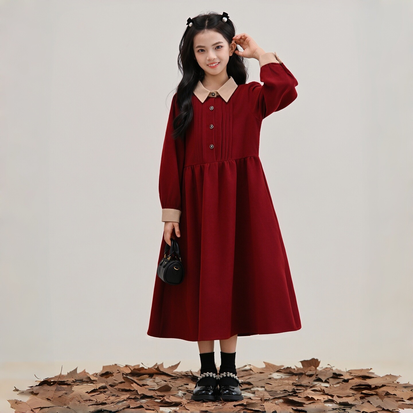 儿童红色裙子女童冬季连衣裙