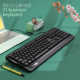 商务办公电脑配件简约笔记本黑 银雕微声键盘鼠标有线USB静音台式
