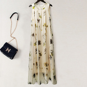 桑蚕丝印花连衣裙浪漫度假风女2025春夏新款 仙气飘逸真丝背心长裙