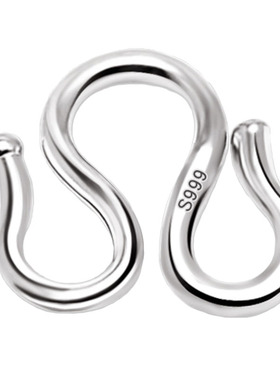 纯银手链扣头S999足银W扣diy配件项链连接扣子M扣手串绳子搭扣