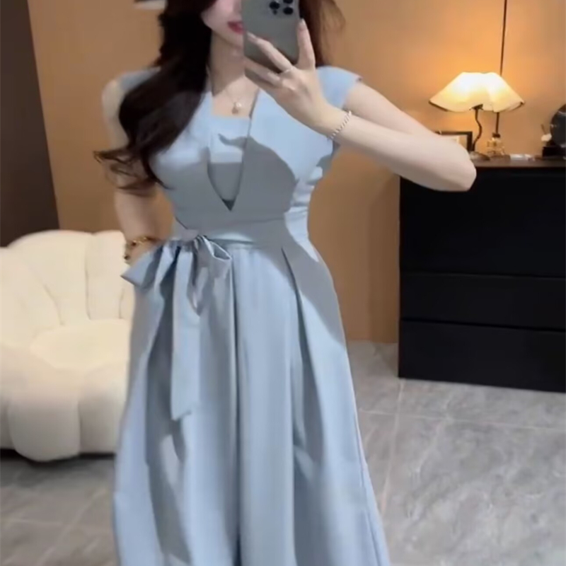 高级感气质西装连体裤女2025夏季新款女神范御姐名媛高腰阔腿长裤
