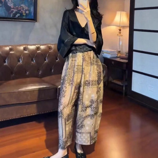 25658新大爱美依缘2025夏季新款新中式提花上衣休闲宽松阔腿裤女