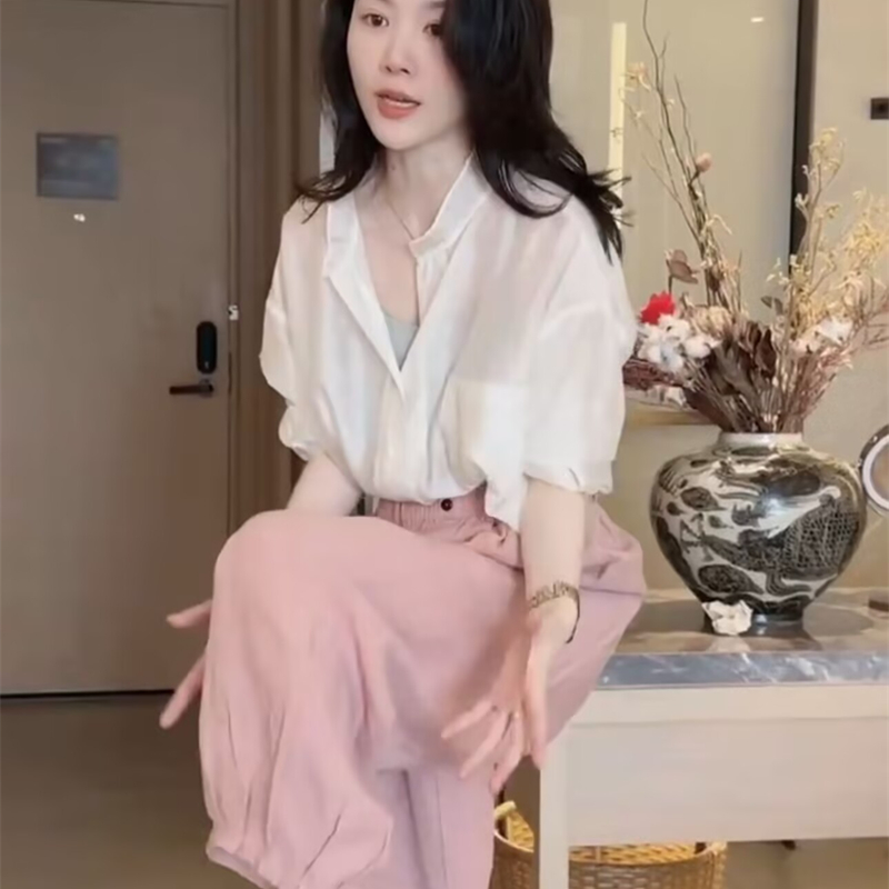 薄款防晒衣女防紫外线冰丝短外套夏季2024新款休闲透明衬衣小个子