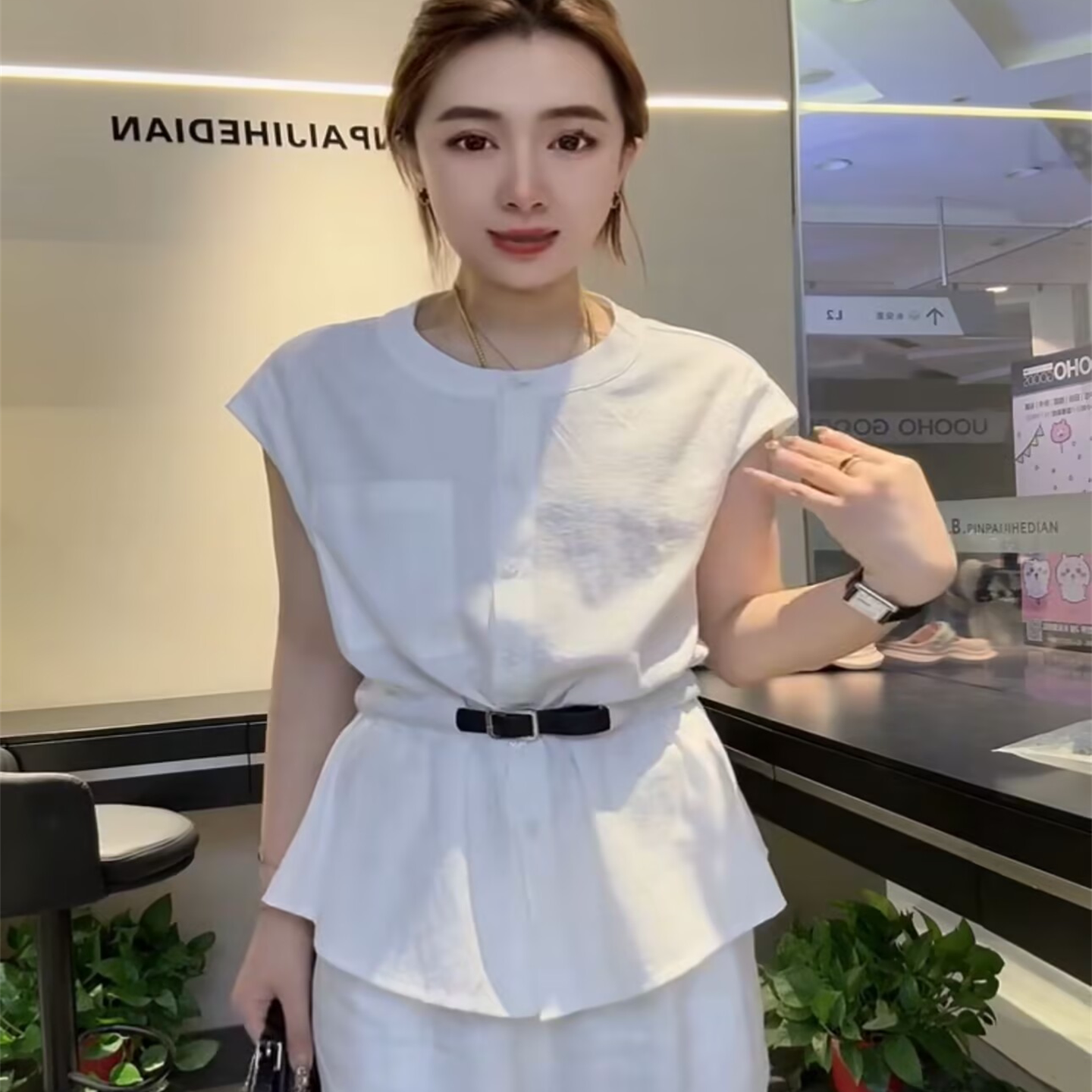 气质百搭收腰设计感麻料衬衫套装2025年夏日女装新款抖音爆款炸街