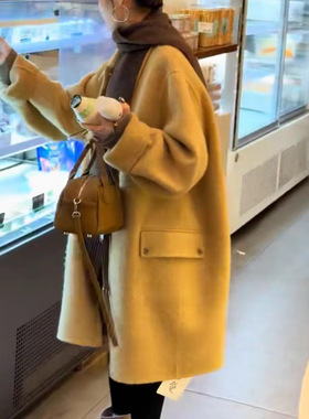 25972大爱美依缘2025秋冬新款韩版宽松中长款呢子大衣时尚外套女