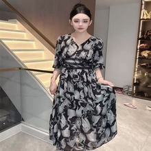 欧货爆款连衣裙女2025年夏日新款时尚洋气宽松显瘦休闲水墨印花裙