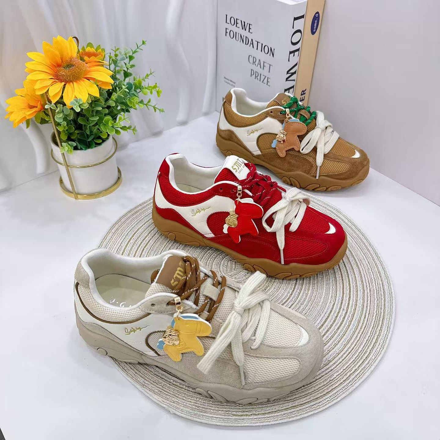 软底时尚运动鞋女2026年春季新款学生韩版拼色真皮休闲厚底德训鞋,女鞋,时尚休闲鞋,淘宝优惠券,粉丝福利购,淘宝优惠卷