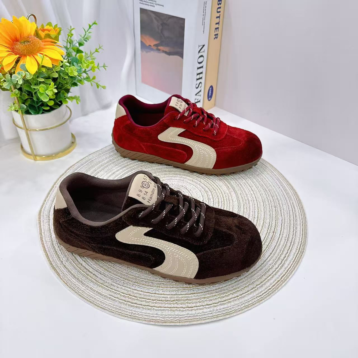 时尚拼色休闲德训鞋女2025年秋季