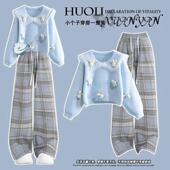 女童秋冬毛衣套装 网红阔腿裤 2026新款 12岁13中大童学生洋气针织衫