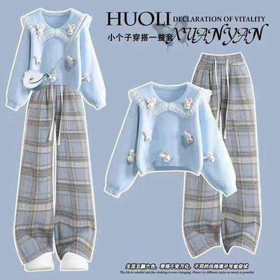 女大童秋冬新款学生毛衣洋气套装