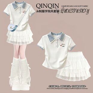 女童夏季jk套装2026新款12岁13中大童学生洋气短袖时髦韩版百褶裙