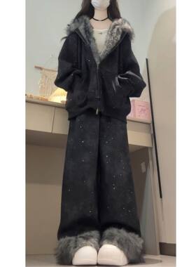 女大童秋冬新款学生洋气棉服套装