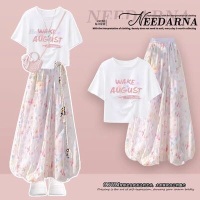 女大童夏装新款学生洋气短袖套装