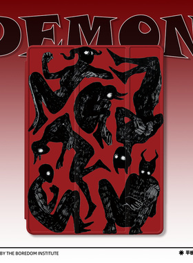 小众涂鸦手绘恶魔适用苹果2022iPadPro12.9三折保护壳air5/mini6