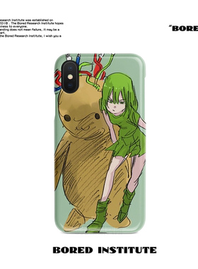 绿色插画可爱二次元不良少女涂鸦适用于IPhoneXs/11/12/13/14/15/16菲林手机壳imd硅胶软壳小米华为
