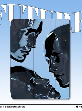 小众赛博朋克暗黑艺术机器人未来蓝色潮流适用于苹果2022款iPadPro12.9/11三折保护壳air5/mini6防摔ipad9/10