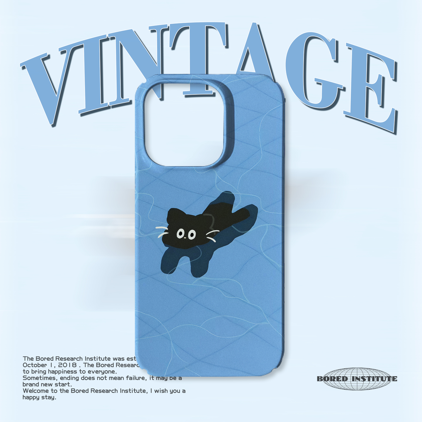 简约童趣游泳池黑猫卡通插画小众潮用于苹果IPhone15/14plus/13pro/12/11/16/16promax菲林磁吸手机壳IMD软壳