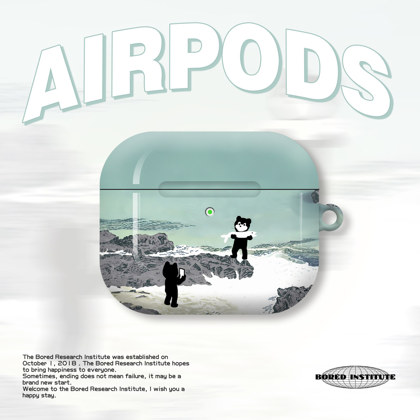 搞怪海钓小猫童趣可爱艺术插画小众适用于AirPods3代耳机壳AirPodsPro第二代/一代保护套光面硬壳AirPods4代