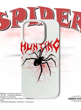 复古简约蜘蛛字母插画艺术潮流亚文化适用于IPhone15/14plus/13pro/12/16/16promax/17菲林磁吸手机壳IMD软壳