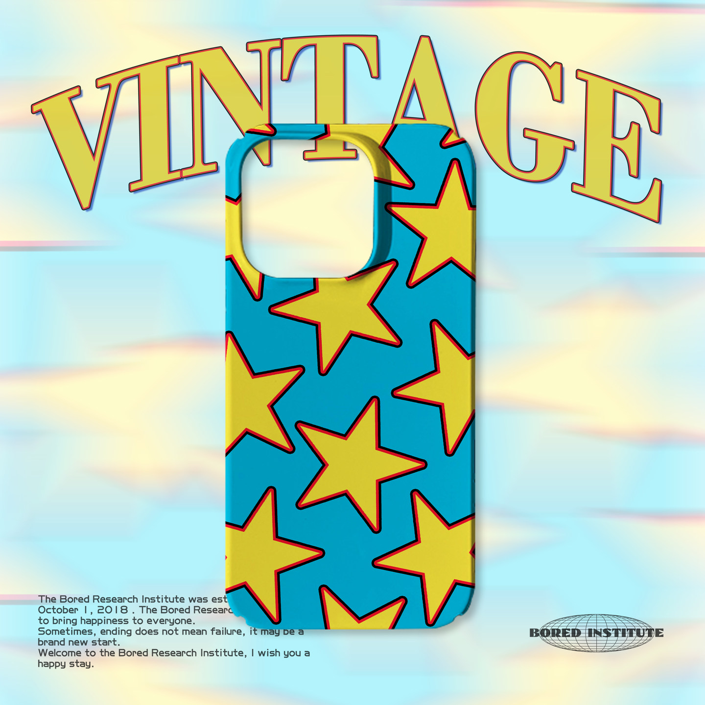 蓝黄星星卡通艺术插画个性街头艺术潮适用于IPhone15/14plus/13pro/12/16/16promax/17菲林磁吸手机壳IMD软壳