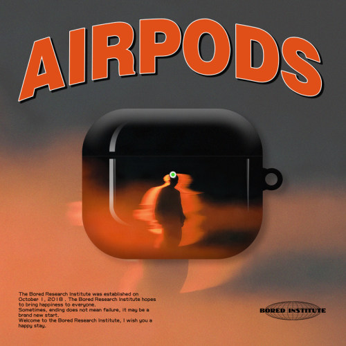 噪点橙色虚幻小众艺术入营简约暗黑适用于AirPods3代耳机壳AirPodsPro第二代/一代保护套光面硬壳AirPods4代