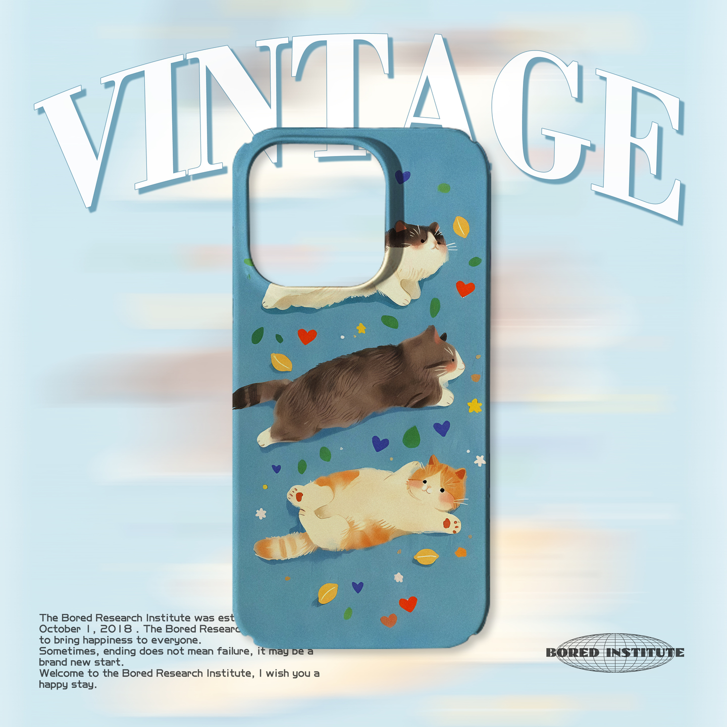 小众复古可爱三只小猫简约插画潮适用于苹果IPhone15/14plus/13pro/12/11/16/16promax菲林磁吸手机壳IMD软壳