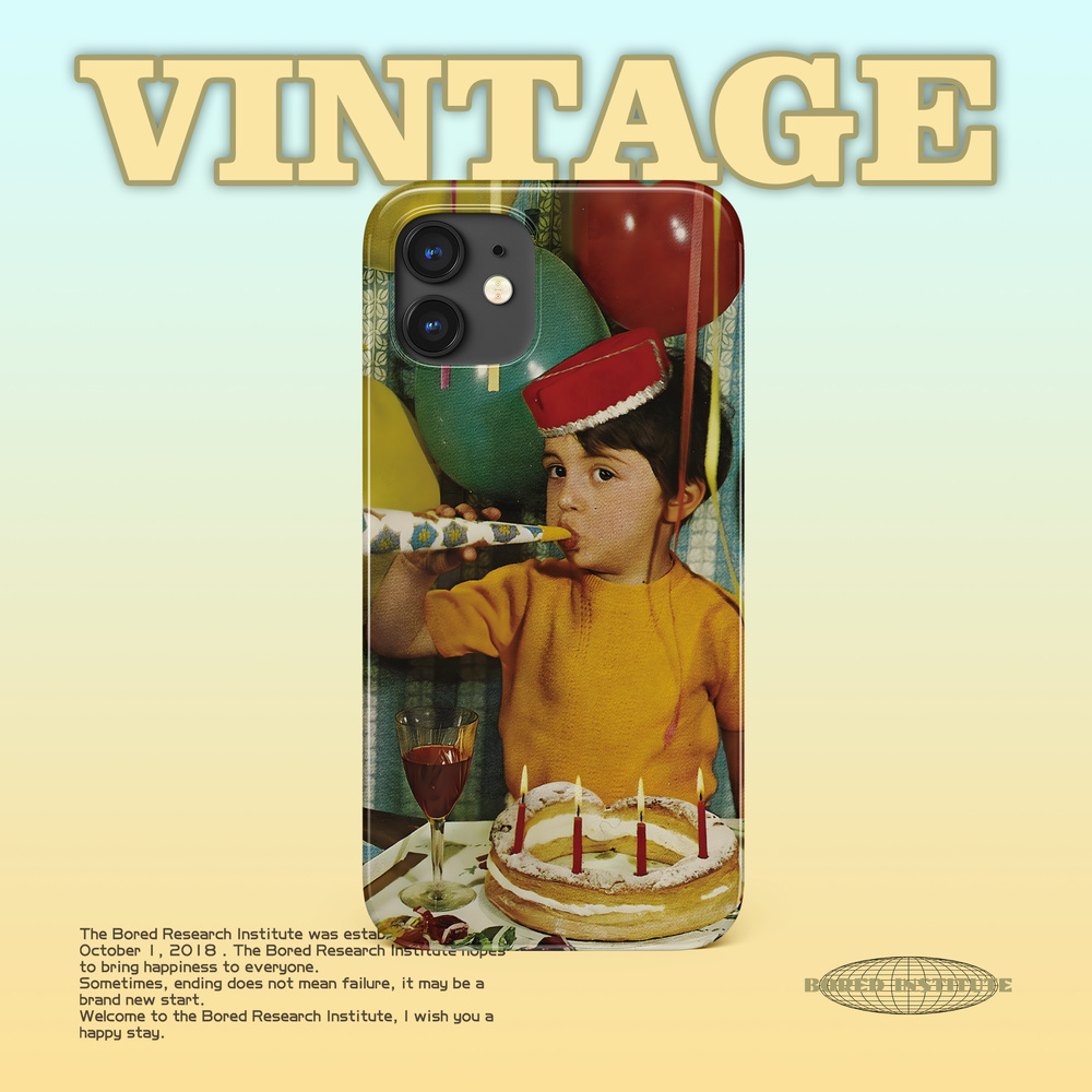 vintage复古小众男孩生日派对潮流简约美拉德适用于苹果IPhoneX/11/12/13/14/15promax/16菲林手机壳IMD