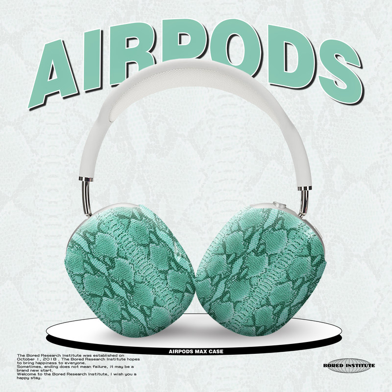 绿色蛇纹潮酷简约艺术小众y2k千禧年复古适用于AirPodsMax1/2苹果蓝牙耳机头戴式保护壳耳麦光面磨砂哑光硬壳