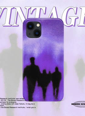 紫色虚幻背影潮流复古简约潮流版画适用于苹果IPhone15/14plus/13pro/12/11/16/16promax菲林手机壳IMD软壳