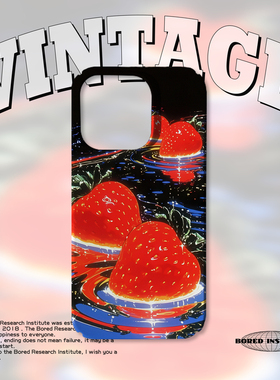 小众暗夜草莓简约复古艺术y2k潮适用于苹果IPhone15/14plus/13pro/12/11/16/16promax菲林磁吸手机壳IMD软壳