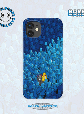 美式潮流插画熙攘人群蓝色小众适用于IPhone11/12/13promax/14/15/16promax菲林手机壳imd硅胶软壳小米华为