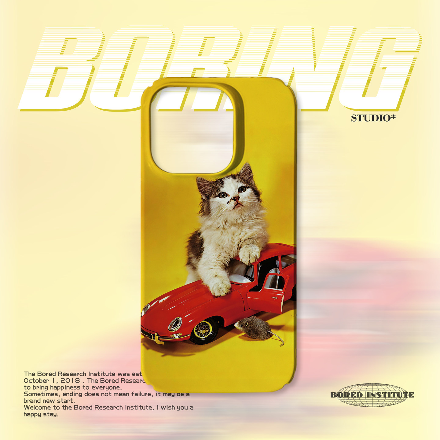小猫卡通艺术玩具车复古插画简约ins适用于苹果IPhone17/16pro/14/13/17pro/15promax菲林磁吸手机壳硬壳软壳