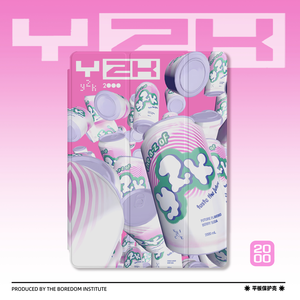 Y2K日系抽象辣妹粉适用于2022款iPadPro11三折保护壳air5/mini6潮